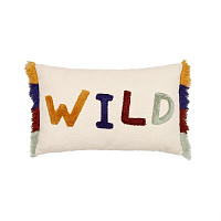 Zelda Чехол на подушку белый из хлопка с вышитыми разноцветными буквами 30 х 50 см