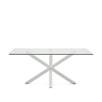 Обеденный стол Arya стеклянный с белыми стальными ножками 180x100