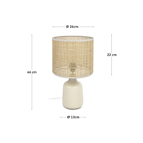 Настольная лампа Erna из белой керамики и бамбука с натуральной отделкой
