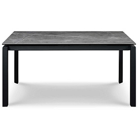 Раздвижной обеденный стол TOLEDO 160/200x85 закаленное стекло с керамикой, черный металл
