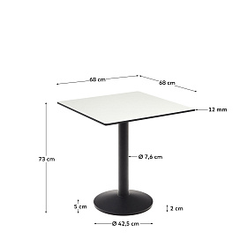 Esilda Уличный стол белый на черном металлическом основании 70 x 70 x 70 см