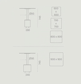 Стол Gus квадратный 80x80