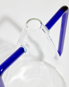 Yumalay Ваза из прозрачного и синего стекла 18,5 см