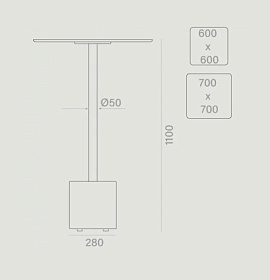 Высокий стол Gus 70x70