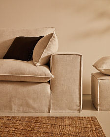 Anarela 3-местный диван со съемным чехлом и льняными подушками бежевого цвета 280 см