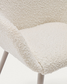 Konna Детский стул из белой ткани букле с бежевыми стальными ножками