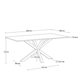 Стол Arya 200x100 металл стекло