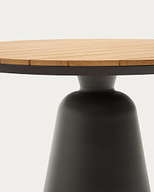 Круглый уличный стол Tudons из алюминия серого цвета и тика Ø120 см