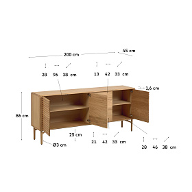 Сервант Lenon из древесины дуба 200 x 86 cm