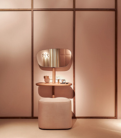 Туалетный столик с пуфом Momentos орех / розовый бархат