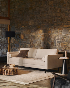 Debra 3-местный диван из перламутровой синели с ножками натурального цвета