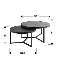 Naira Набор из 2-х приставных столиков серого цвета из меламина