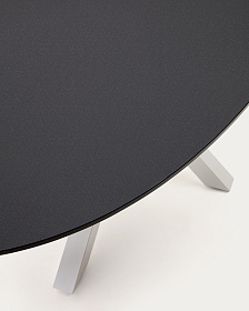 Овальный стол ARYA Argo из матового черного стекла со стальными ножками 200x100