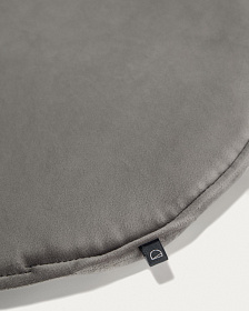 Круглая бархатная подушка на стул Rimca светло-серая 35 см