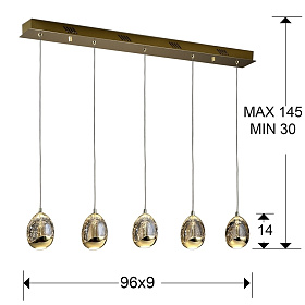 Подвесной светильник Rocio 5L золотой DIMMABLE
