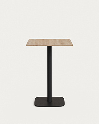 Dina высокий стол из меламина с натуральной отделкой и металлической черной ножкой 60x60x96