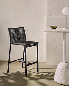 Садовый барный стул Culip из веревки и серого алюминия, 65 см