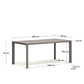 Culip Алюминиевый уличный стол с порошковым покрытием коричневого цвета 180 x 90 см