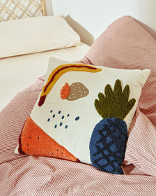 Amarantha Чехол на подушку из 100% хлопка с разноцветными фруктами 45 x 45 см