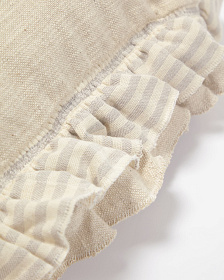 Чехол на подушку Deva из натурального льна с бежевой каймой в полоску 45 x 45 см