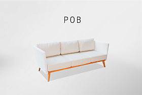 Диван трехместный Pob WHITE WASH-NATURAL TEAK