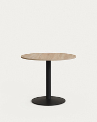 Esilda Круглый стол с меламиновой натуральной отделкой и черной металлической  ножкой