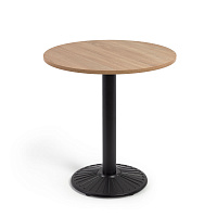 Tiaret Круглый стол из меламина в натуральной отделке с черной металлической ножкой Ø 69,5 см