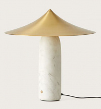 Настольная лампа Kine белый мрамор - золотой металлический абажур