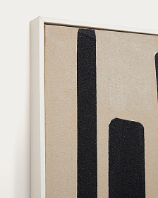 Salmi Абстрактная картина на льне бежевого и черного цвета 140 х 90 см