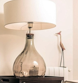 Настольная лампа Sam коричневое стекло + белый абажур 801011/46