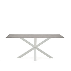Argo Стол обеденный 180x100 белый с керамической столешницей Iron Moss