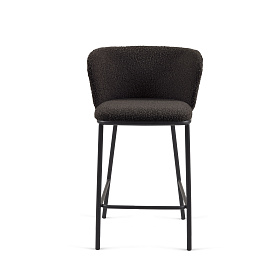 Полубарный стул Ciselia из черной ткани букле и металла 65 см