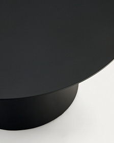 Журнальный столик Wilshire из закаленного стекла и металла с матовой черной отделкой, Ø 80 см