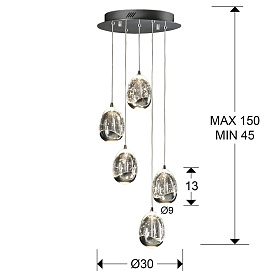 Подвесной светильник Rocio LED 5L Ø30 хром