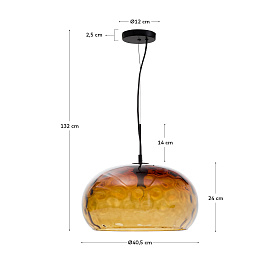 Подвесной светильник из коричневого стекла Balma, Ø 40 см