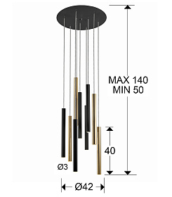 Подвесной светильник Varas 9L золото/черный DIM