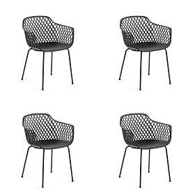 4 уличных стула Quinn (комплект) темно-серый пластик