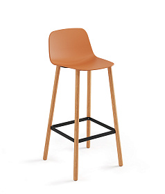 Барный стул Maarten Four Wooden Legs Counter Stool Base пластиковая низкая спинка