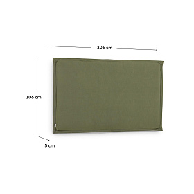 Изголовье из льняной ткани зеленого цвета Tanit со съемным чехлом 206 x 106 см
