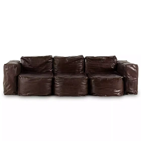 Трехместный диван Buffy из коричневой кожи