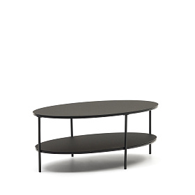 Fideia Кофейный столик из закаленного стекла и металла с матовой черной отделкой Ø 110 x 65 см