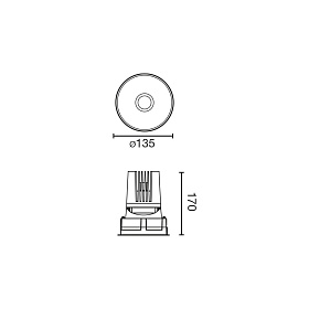 Встраиваемый светильник DEEP 90 R черный 15° P. WHITE CRI95 STRIPY