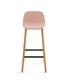 Барный стул Maarten Four Wooden Legs Bar Stool Base низкая спинка с гладкой обивкой