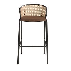 Барный стул 4128/BS-1698A из коричневого бархата и ротанга