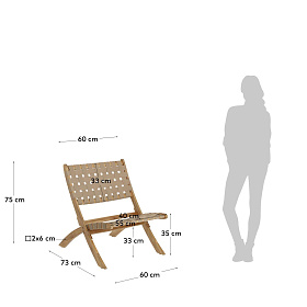 Складное кресло Chabeli из дерева акации и бежевого корда
