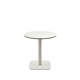 Dina Садовый круглый стол белый на белом металлическом основании Ø 68x70
