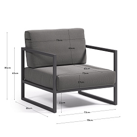 Comova Уличное кресло темно-серое с черным алюминиевым каркасом