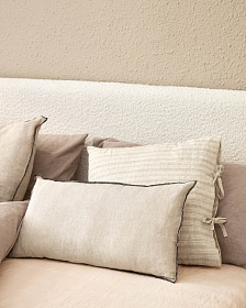 Чехол для подушки Etna из 100% льна в бежевую полоску 45 x 45 см