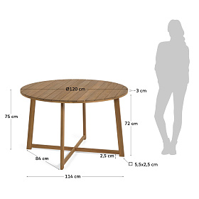 Круглый садовый стол Dafne из массива акации, Ø 120 см