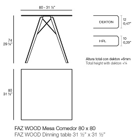 Обеденный стол Faz деревянный 80x80 см